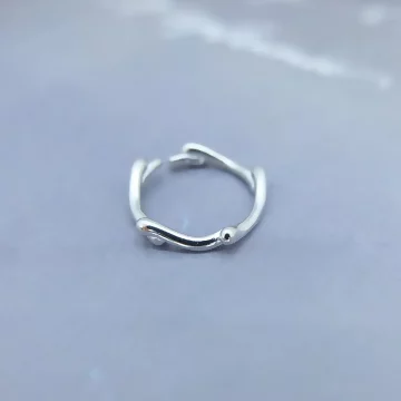 925銀飾×枝芽交錯×開口戒指