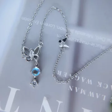 925銀飾×月光石小蝴蝶×鎖骨項鍊
