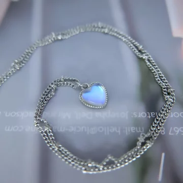 925銀飾&times;月光麻邊愛心&times;鎖骨項鍊 