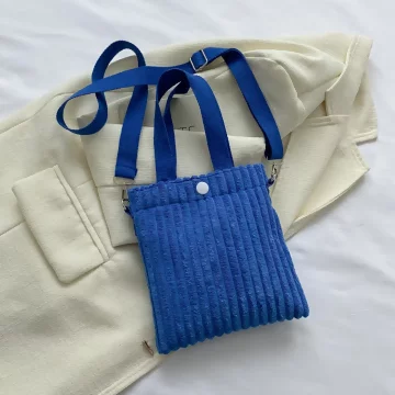 波浪燈芯絨信封包&times;斜背包&times;寶藍