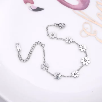 316鋼飾×小雛菊×手鍊×銀色