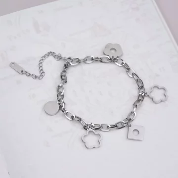 316鋼飾&times;小花朵 &times;手鍊&times;銀色