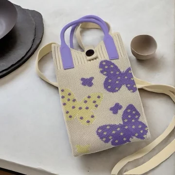 紫蝶蝴飛×針織×斜背包