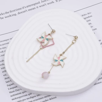 紙風車直桿×不對稱吊墜耳環