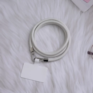 單色簡約皮革&times;手機斜背雙勾掛繩&times;白色