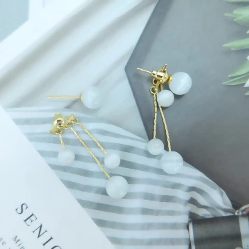 貓眼石撞珠×後掛式吊墜耳環