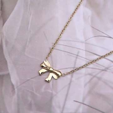 316鋼飾&times;禮物蝴蝶結&times;鎖骨項鍊&times;金色