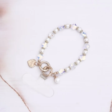 晶透四葉草愛心珍珠×手機腕帶掛繩