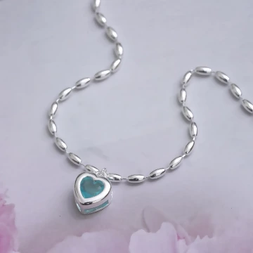 925銀飾×藍寶海洋之心×鎖骨項鍊