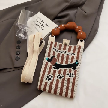 甜甜圈提把針織包&times;斜背包&times;臘腸狗