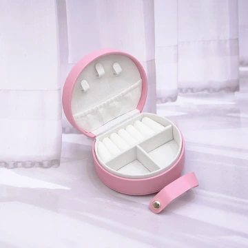 半月形皮革×小手提飾品盒×桃紅