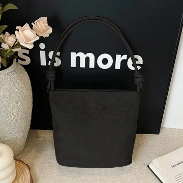 仿麂皮復古方形包×可調式斜背包×黑色