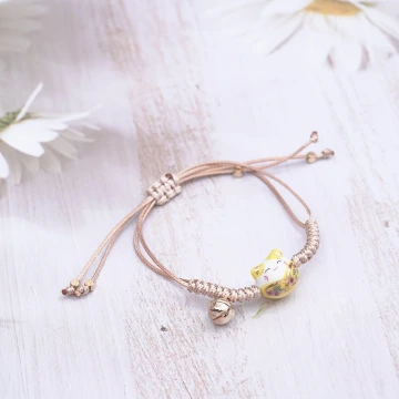 招財御守貓&times;拉繩手鍊&times;黃