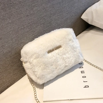 毛絨可愛小巧方包&times;斜背包&times;白色