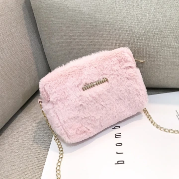 毛絨可愛小巧方包×斜背包×粉紅