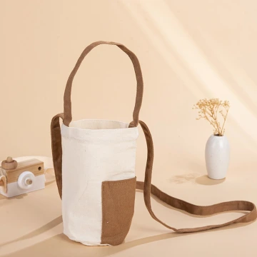 撞色帆布水杯袋×手提兩用×斜背袋×米咖