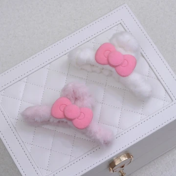 卡通蝴蝶結絨毛×鯊魚夾×共二色