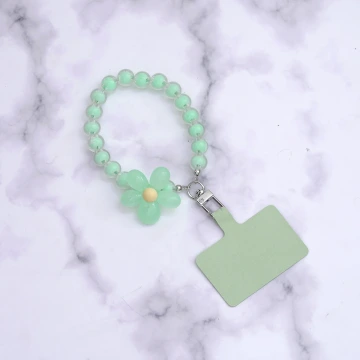 果凍小花朵×手機手提吊飾掛繩×綠色