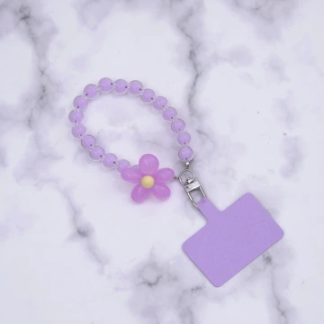 果凍小花朵×手機手提吊飾掛繩×紫色