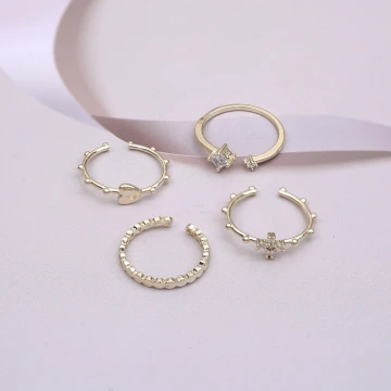 十字愛心組合×四套件戒指組×金色