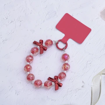 輕奢水晶球蝴蝶結&times;手機腕帶掛繩&times;紅色