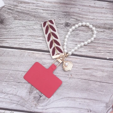 小清新貝殼織帶×手機手提吊飾掛繩×紅色