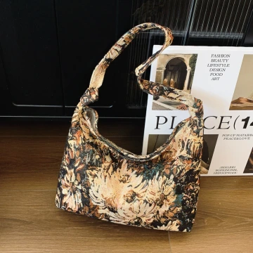 印象派花卉×肩背包×黑色