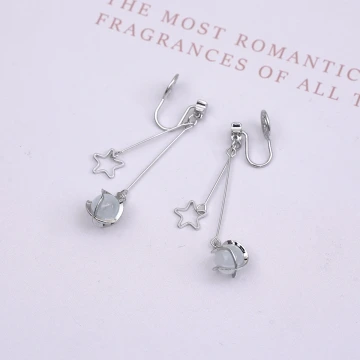 貓眼銀河星星×蚊香盤U型耳夾