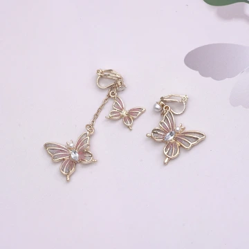 嬌嫩粉蝶×吊墜耳環
