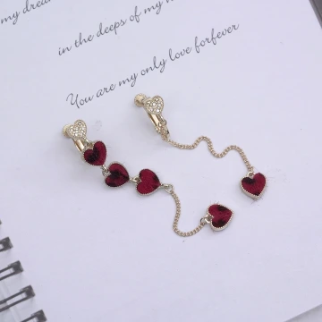 植絨紅豹愛心×不對稱螺旋耳夾