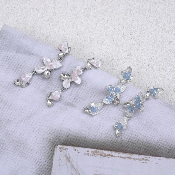 水晶簇漸變蝴蝶×耳環×共二色