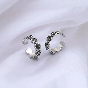 復古玫瑰花圈×U型耳骨夾