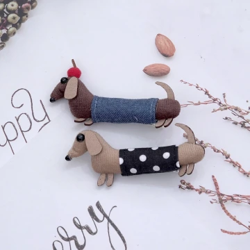 文青臘腸狗&times;二套件髮夾組