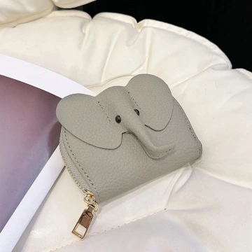 大象荔枝紋皮革×風琴卡夾×駝灰