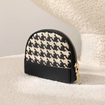 千鳥紋×拉鍊零錢包×黑色