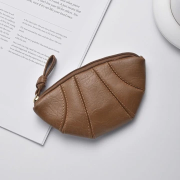 牛角可頌×可掛脖×拉鍊零錢包×棕咖