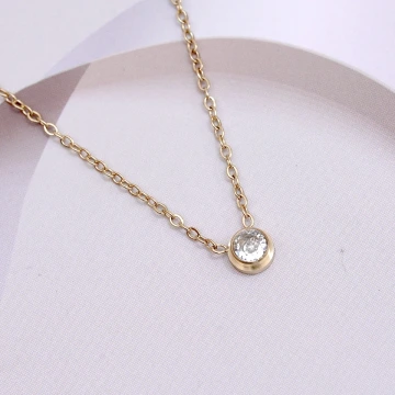 316鋼飾×小單鑽×鎖骨項鍊×金色