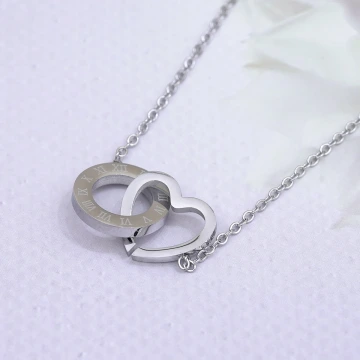 316鋼飾×愛心圓環×鎖骨項鍊×銀色