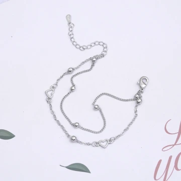 925銀飾×甜美雙層鏤空愛心×手鍊