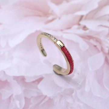 帶來好運晶鑽紅繩&times;開口戒指