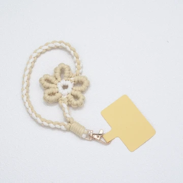 針織小花兒×手機腕帶掛繩×黃色