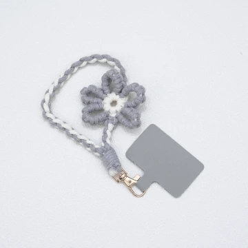 針織小花兒×手機腕帶掛繩×灰色