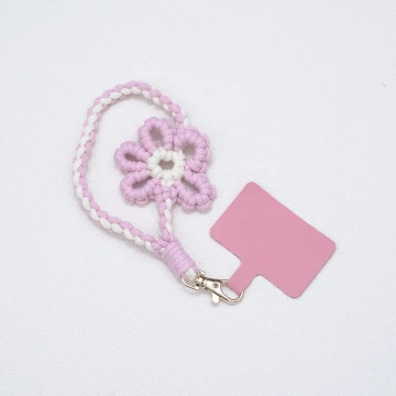 針織小花兒×手機腕帶掛繩×粉紅