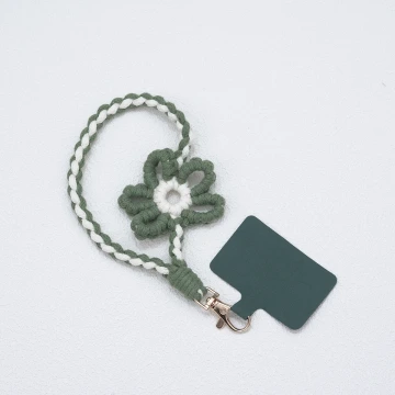 針織小花兒&times;手機腕帶掛繩&times;深綠