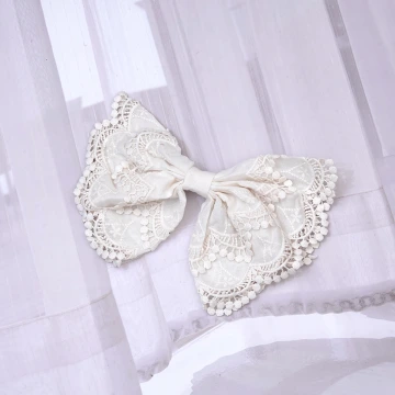 白蕾絲刺繡蝴蝶結×蝴蝶夾×髮夾