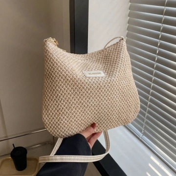 拉菲草編織&times;斜背包&times;米白