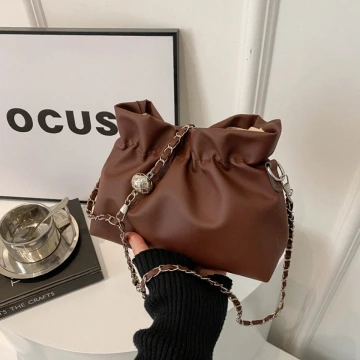 抓皺小水桶包×小香風鍊條斜背包×棕咖