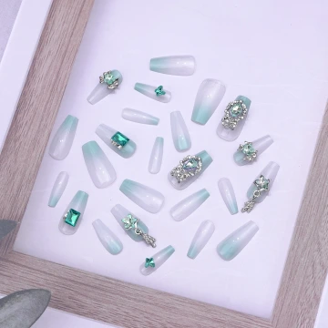 冰雪女王晶鑽亮面×穿戴式手指甲片×二十四入