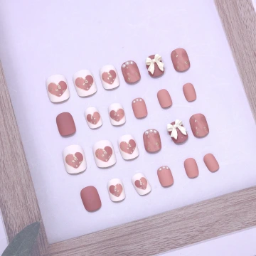 暈染愛心蝴蝶結霧面&times;穿戴式手指甲片&times;二十四入