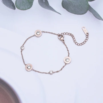 316鋼飾×羅馬數字圓鑽 ×手鍊×玫瑰金